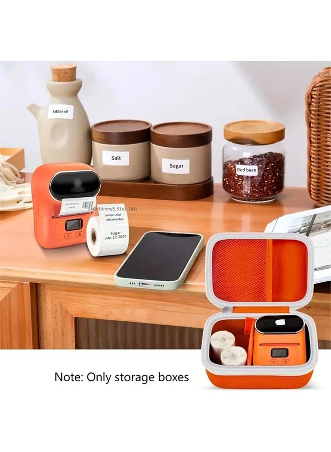 Portable Mini Wireless Thermal Label Maker Case Orange Durable EVA Material Compact Design - Image 3